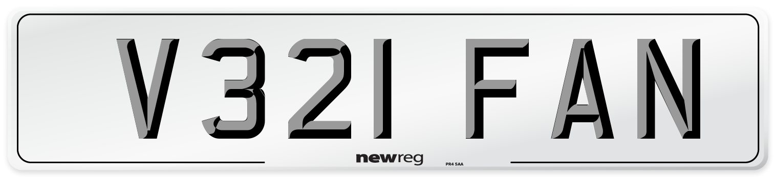 V321 FAN Number Plate from New Reg